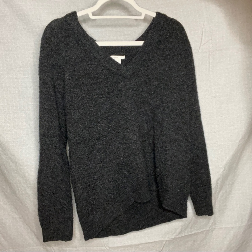 Charcoal Gray V Neck Sweater - Picture 2 of 3